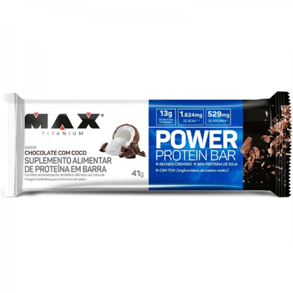 Power Protein Bar 41g Chocolate com Coco Max Titanium