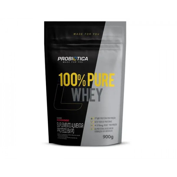 100% Pure Whey refil 900g morango Probiotica