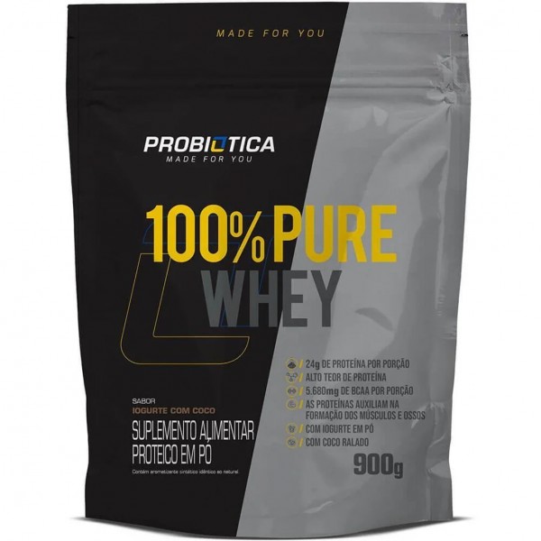 100% Pure Whey refil 900g iogurte com coco Probiotica