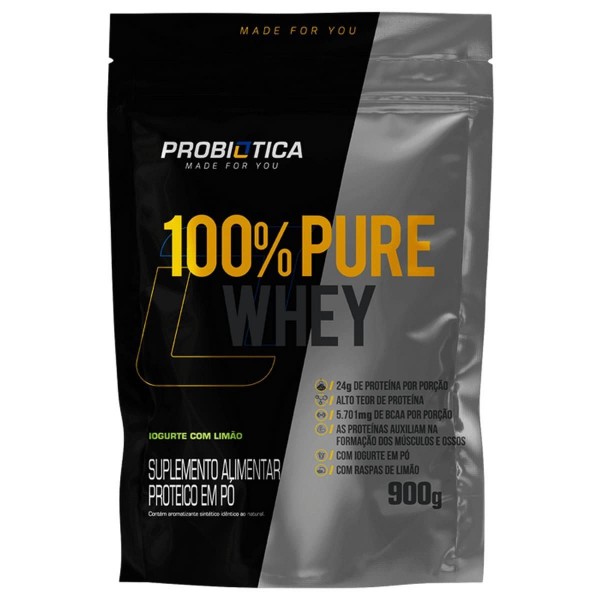 100% Pure Whey refil 900g iogurte com limão Probiotica