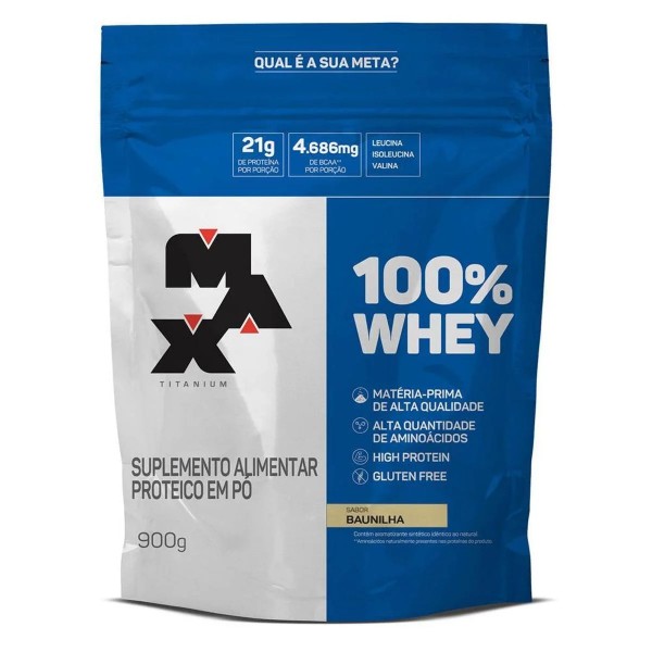 100% Whey refil 900g baunilha Max Titanium