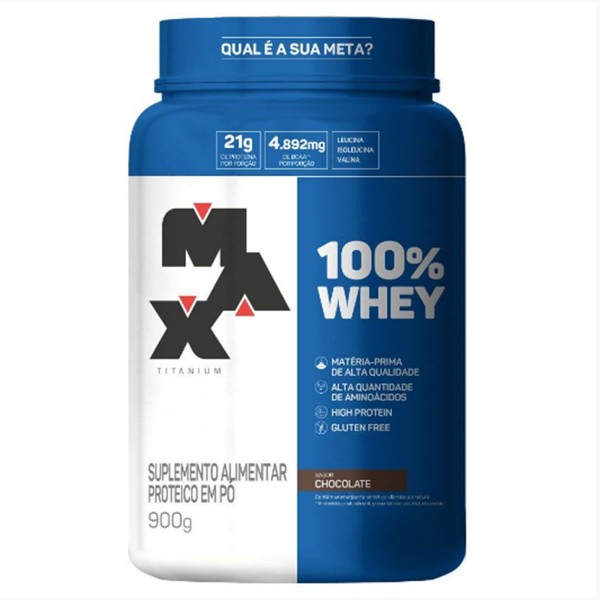 100% Whey pote 900g chocolate Max Titanium