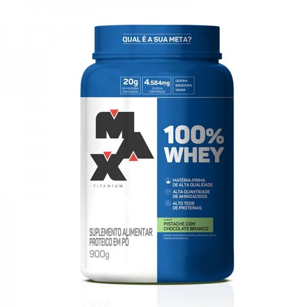 100% Whey pote 900g pistache Max Titanium