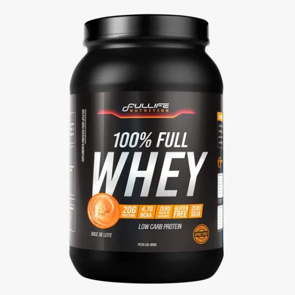 100% Pure Whey pote 900g doce de leite Fullife