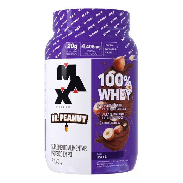 100% Whey pote 900g Dr. Peanut Avelã Max Titanium