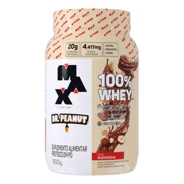 100% Whey pote 900g Dr. Peanut Buenissimo Max Titanium