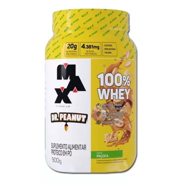 100% Whey pote 900g Dr. Peanut Paçoca Max Titanium