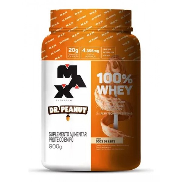 100% Whey pote 900g Dr. Peanut doce de leite Max Titanium