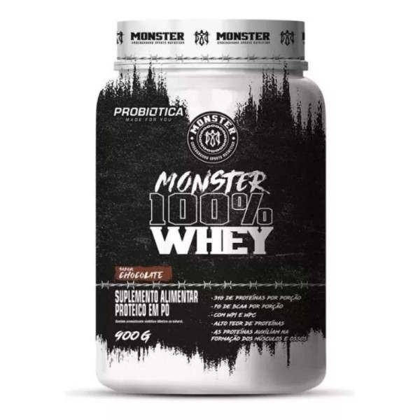 Monster 100% whey pote 900g chocolate Probiotica