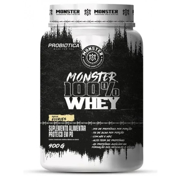 Monster 100% whey pote 900g cookies Probiotica