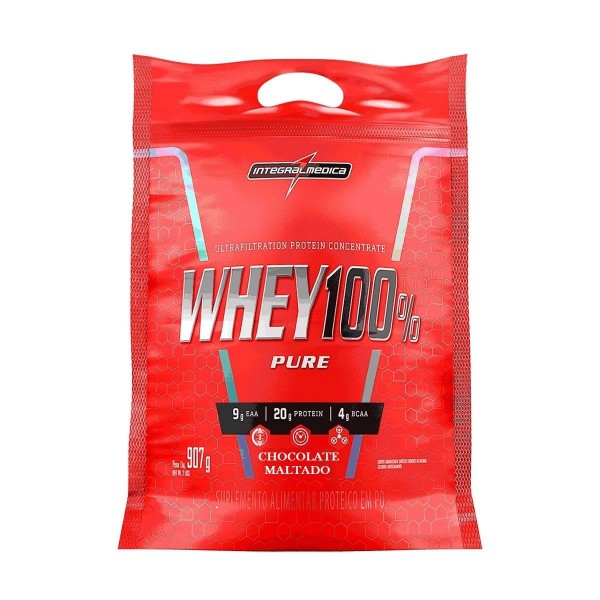 Whey 100% refil 907g chocolate maltado Integral Médica