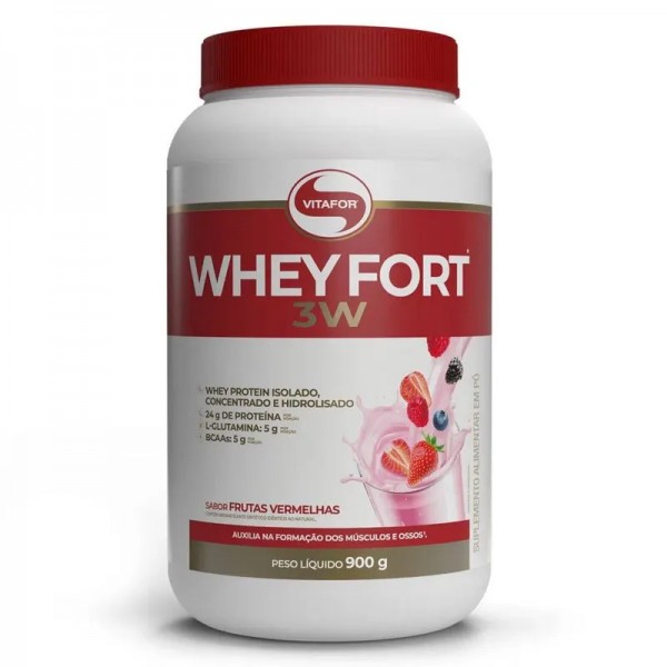 Whey Fort 3w 900g frutas vermelhas Vitafort