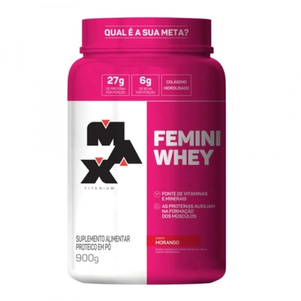 Femini Whey 900g morango Max Titanium