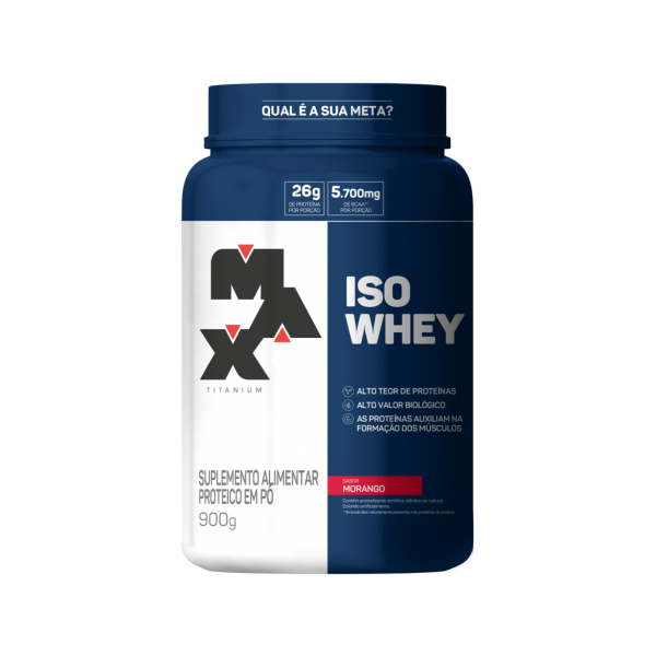 Iso whey 900g morango Max Titanium