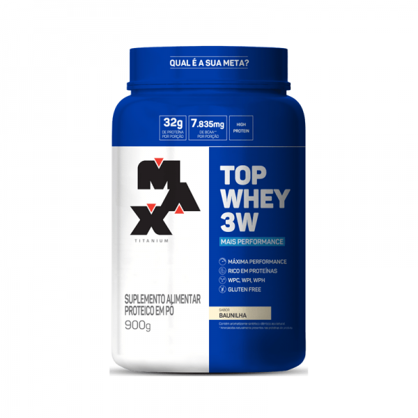 Top whey 3w 900g baunilha Max Titanium