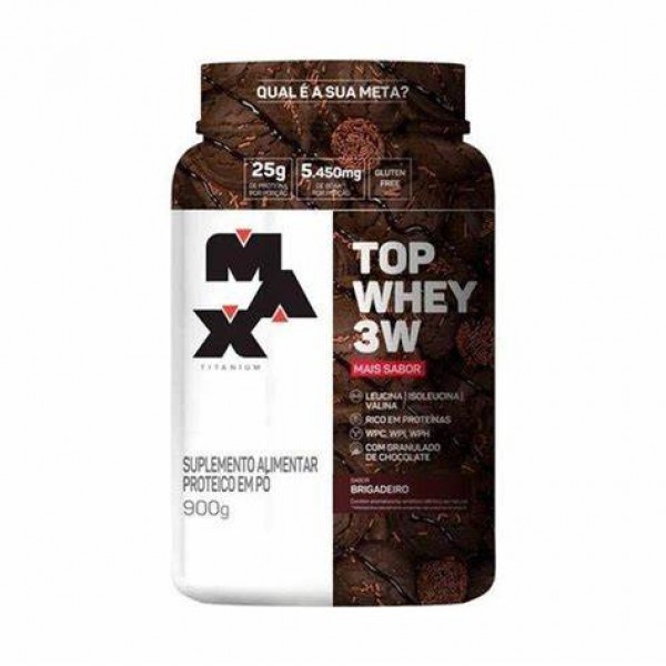 Top whey 3w   Sabor 900g Brigadeiro Max Titanium