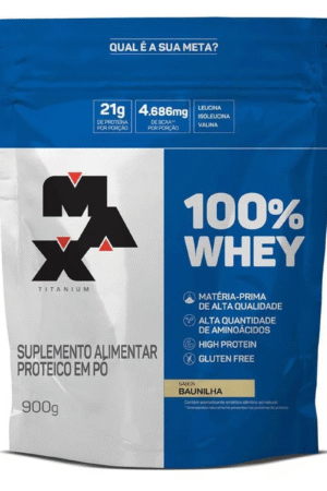 100% Whey refil 900g baunilha Max Titanium