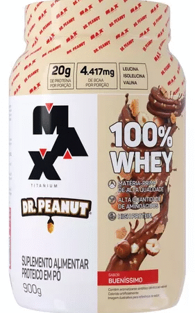 100% Whey pote 900g Dr. Peanut Buenissimo Max Titanium