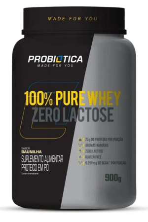 100% Pure Whey zero lactose 900g Baunilha  Probiotica