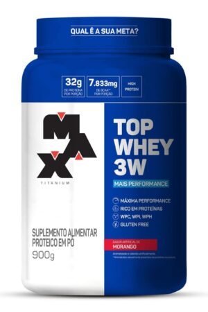 Top whey 3w 900g morango Max Titanium