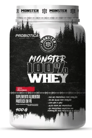 Monster 100% whey pote 900g morango Probiotica