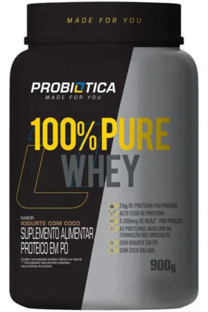 100% Pure Whey pote 900g iogurte com coco Probiotica