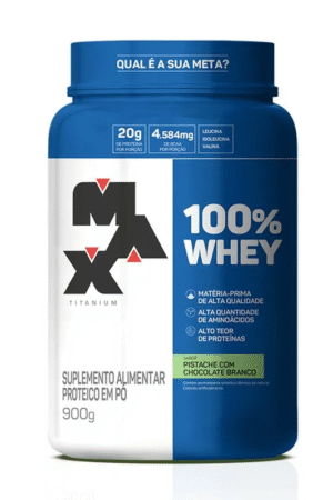 100% Whey pote 900g pistache Max Titanium