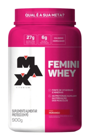 Femini Whey 900g morango Max Titanium