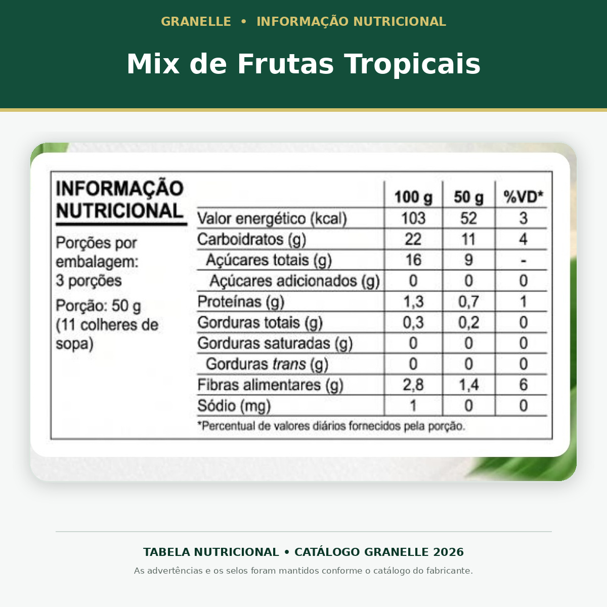 Frutas tropicais liofilizadas 150g Granelle - Imagem 2